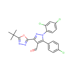 CC(C)(C)c1nnc(-c2nn(-c3ccc(Cl)cc3Cl)c(-c3ccc(Cl)cc3)c2C=O)o1 ZINC000045484709