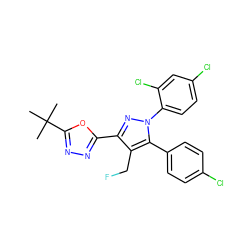 CC(C)(C)c1nnc(-c2nn(-c3ccc(Cl)cc3Cl)c(-c3ccc(Cl)cc3)c2CF)o1 ZINC000040943102