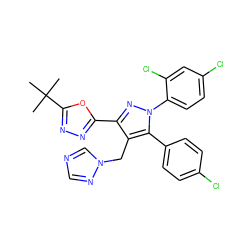 CC(C)(C)c1nnc(-c2nn(-c3ccc(Cl)cc3Cl)c(-c3ccc(Cl)cc3)c2Cn2cncn2)o1 ZINC000042888062