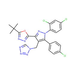 CC(C)(C)c1nnc(-c2nn(-c3ccc(Cl)cc3Cl)c(-c3ccc(Cl)cc3)c2Cn2cnnn2)o1 ZINC000049877376