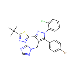 CC(C)(C)c1nnc(-c2nn(-c3ccccc3Cl)c(-c3ccc(Br)cc3)c2Cn2cncn2)s1 ZINC000058591873