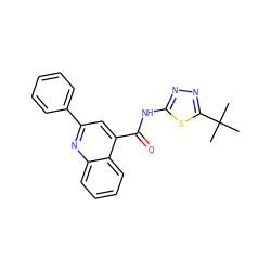 CC(C)(C)c1nnc(NC(=O)c2cc(-c3ccccc3)nc3ccccc23)s1 ZINC000004522773