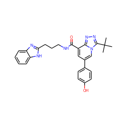 CC(C)(C)c1nnc2c(C(=O)NCCCc3nc4ccccc4[nH]3)cc(-c3ccc(O)cc3)cn12 ZINC000095576285