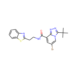 CC(C)(C)c1nnc2c(C(=O)NCCc3nc4ccccc4s3)cc(Br)cn12 ZINC000095579913