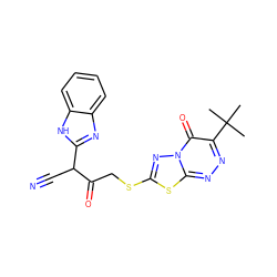 CC(C)(C)c1nnc2sc(SCC(=O)C(C#N)c3nc4ccccc4[nH]3)nn2c1=O ZINC000101961199