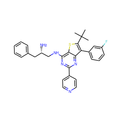 CC(C)(C)c1sc2c(NC[C@@H](N)Cc3ccccc3)nc(-c3ccncc3)nc2c1-c1cccc(F)c1 ZINC000223692509