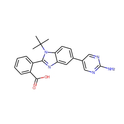 CC(C)(C)n1c(-c2ccccc2C(=O)O)nc2cc(-c3cnc(N)nc3)ccc21 ZINC000143821988