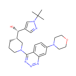 CC(C)(C)n1cc([C@@H](O)[C@H]2CCCN(c3nnnc4cc(N5CCOCC5)ccc34)C2)cn1 ZINC000148332068