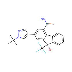 CC(C)(C)n1cc(-c2cc(C(N)=O)c3c(c2)[C@](O)(C(F)(F)F)c2ccccc2-3)cn1 ZINC000144916351