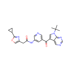 CC(C)(C)n1cc(C(=O)c2cncc(NC(=O)Cc3coc(C4CC4)n3)c2)c2cncnc21 ZINC000169707752