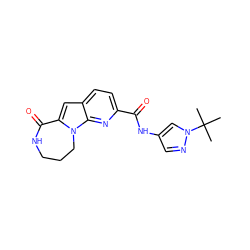 CC(C)(C)n1cc(NC(=O)c2ccc3cc4n(c3n2)CCCNC4=O)cn1 ZINC000117704432