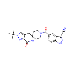 CC(C)(C)n1cc2c(n1)C(=O)NC1(CCN(C(=O)c3ccc4[nH]nc(C#N)c4c3)CC1)C2 ZINC000261137740