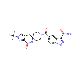 CC(C)(C)n1cc2c(n1)C(=O)NC1(CCN(C(=O)c3ccc4[nH]nc(C(N)=O)c4c3)CC1)C2 ZINC000261184850