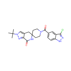 CC(C)(C)n1cc2c(n1)C(=O)NC1(CCN(C(=O)c3ccc4[nH]nc(Cl)c4c3)CC1)C2 ZINC000096283392