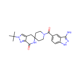 CC(C)(C)n1cc2c(n1)C(=O)NC1(CCN(C(=O)c3ccc4[nH]nc(N)c4c3)CC1)C2 ZINC000261079537