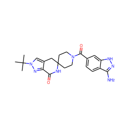 CC(C)(C)n1cc2c(n1)C(=O)NC1(CCN(C(=O)c3ccc4c(N)n[nH]c4c3)CC1)C2 ZINC000261171804