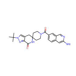 CC(C)(C)n1cc2c(n1)C(=O)NC1(CCN(C(=O)c3ccc4cc(N)ncc4c3)CC1)C2 ZINC000261084872