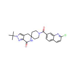 CC(C)(C)n1cc2c(n1)C(=O)NC1(CCN(C(=O)c3ccc4ccc(Cl)nc4c3)CC1)C2 ZINC000167298675