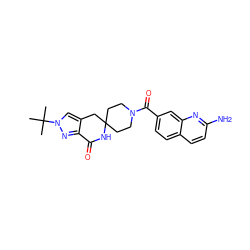 CC(C)(C)n1cc2c(n1)C(=O)NC1(CCN(C(=O)c3ccc4ccc(N)nc4c3)CC1)C2 ZINC000167303418