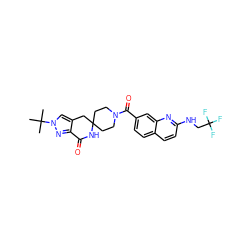 CC(C)(C)n1cc2c(n1)C(=O)NC1(CCN(C(=O)c3ccc4ccc(NCC(F)(F)F)nc4c3)CC1)C2 ZINC000199530926