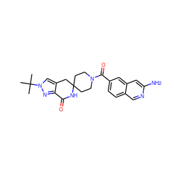 CC(C)(C)n1cc2c(n1)C(=O)NC1(CCN(C(=O)c3ccc4cnc(N)cc4c3)CC1)C2 ZINC000261086499