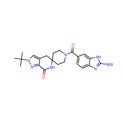 CC(C)(C)n1cc2c(n1)C(=O)NC1(CCN(C(=O)c3ccc4nc(N)[nH]c4c3)CC1)C2 ZINC000199529488