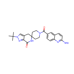 CC(C)(C)n1cc2c(n1)C(=O)NC1(CCN(C(=O)c3ccc4nc(N)ccc4c3)CC1)C2 ZINC000261173523