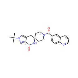 CC(C)(C)n1cc2c(n1)C(=O)NC1(CCN(C(=O)c3ccc4ncccc4c3)CC1)C2 ZINC000261107380