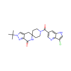 CC(C)(C)n1cc2c(n1)C(=O)NC1(CCN(C(=O)c3cnc4c(Cl)c[nH]c4c3)CC1)C2 ZINC000096283389