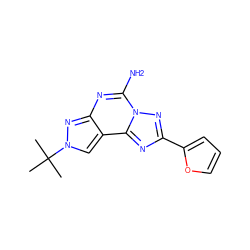 CC(C)(C)n1cc2c(nc(N)n3nc(-c4ccco4)nc23)n1 ZINC000013672027