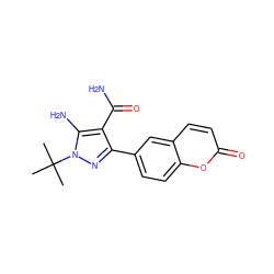 CC(C)(C)n1nc(-c2ccc3oc(=O)ccc3c2)c(C(N)=O)c1N ZINC000103252544