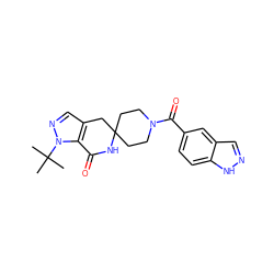 CC(C)(C)n1ncc2c1C(=O)NC1(CCN(C(=O)c3ccc4[nH]ncc4c3)CC1)C2 ZINC000167331860