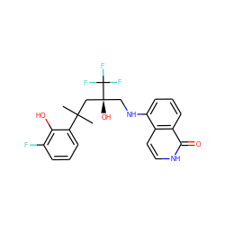 CC(C)(C[C@@](O)(CNc1cccc2c(=O)[nH]ccc12)C(F)(F)F)c1cccc(F)c1O ZINC000150068875