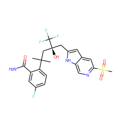 CC(C)(C[C@@](O)(Cc1cc2cc(S(C)(=O)=O)ncc2[nH]1)C(F)(F)F)c1ccc(F)cc1C(N)=O ZINC000116341840