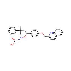 CC(C)(C[C@@H](O/N=C/C(=O)O)c1ccc(OCc2ccc3ccccc3n2)cc1)c1ccccc1 ZINC000013557785