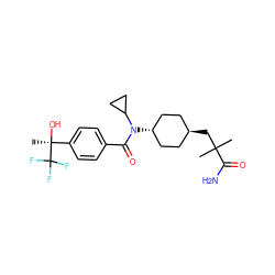 CC(C)(C[C@H]1CC[C@H](N(C(=O)c2ccc([C@](C)(O)C(F)(F)F)cc2)C2CC2)CC1)C(N)=O ZINC000261112783