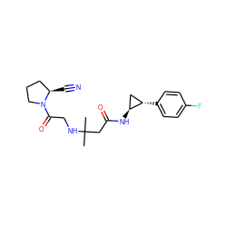 CC(C)(CC(=O)N[C@H]1C[C@@H]1c1ccc(F)cc1)NCC(=O)N1CCC[C@H]1C#N ZINC000040914728