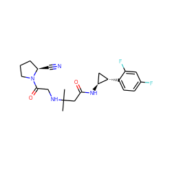 CC(C)(CC(=O)N[C@H]1C[C@@H]1c1ccc(F)cc1F)NCC(=O)N1CCC[C@H]1C#N ZINC000040898921