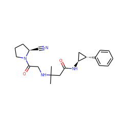 CC(C)(CC(=O)N[C@H]1C[C@@H]1c1ccccc1)NCC(=O)N1CCC[C@H]1C#N ZINC000040914727