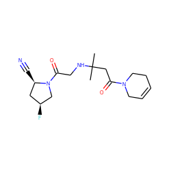 CC(C)(CC(=O)N1CC=CCC1)NCC(=O)N1C[C@@H](F)C[C@H]1C#N ZINC000049035086