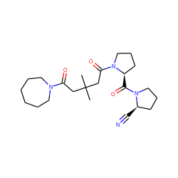 CC(C)(CC(=O)N1CCCCCC1)CC(=O)N1CCC[C@H]1C(=O)N1CCC[C@H]1C#N ZINC000013648168