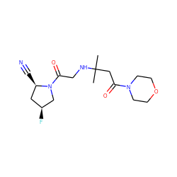 CC(C)(CC(=O)N1CCOCC1)NCC(=O)N1C[C@@H](F)C[C@H]1C#N ZINC000049112307