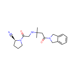 CC(C)(CC(=O)N1Cc2ccccc2C1)NCC(=O)N1CCC[C@H]1C#N ZINC000003963207