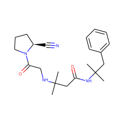 CC(C)(CC(=O)NC(C)(C)Cc1ccccc1)NCC(=O)N1CCC[C@H]1C#N ZINC000036310883