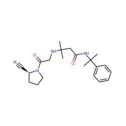 CC(C)(CC(=O)NC(C)(C)c1ccccc1)NCC(=O)N1CCC[C@H]1C#N ZINC000013679197