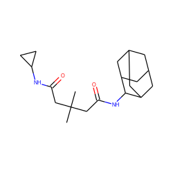 CC(C)(CC(=O)NC1CC1)CC(=O)NC1C2CC3CC(C2)CC1C3 ZINC000043022483