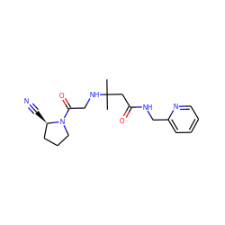 CC(C)(CC(=O)NCc1ccccn1)NCC(=O)N1CCC[C@H]1C#N ZINC000036310916