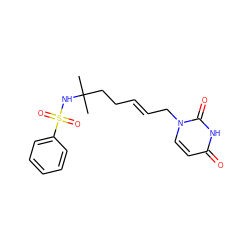 CC(C)(CC/C=C/Cn1ccc(=O)[nH]c1=O)NS(=O)(=O)c1ccccc1 ZINC000095559210