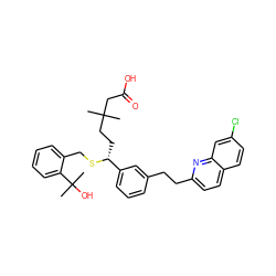 CC(C)(CC[C@@H](SCc1ccccc1C(C)(C)O)c1cccc(CCc2ccc3ccc(Cl)cc3n2)c1)CC(=O)O ZINC000036268354