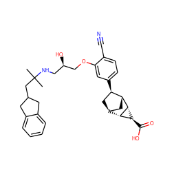 CC(C)(CC1Cc2ccccc2C1)NC[C@@H](O)COc1cc([C@@H]2C[C@H]3C[C@H]2[C@@H]2[C@@H](C(=O)O)[C@@H]23)ccc1C#N ZINC000261162278
